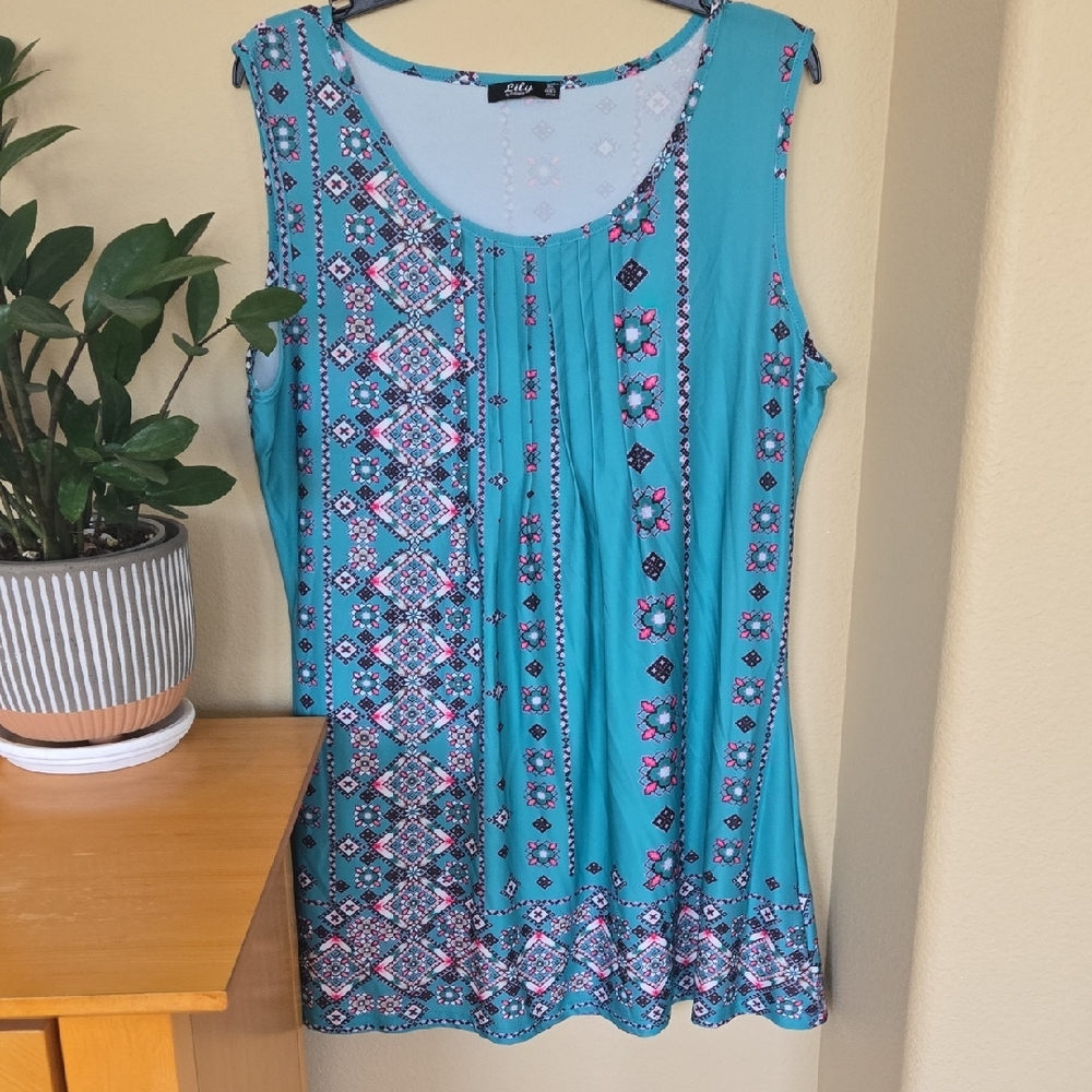 Blue Patterned Women's Top